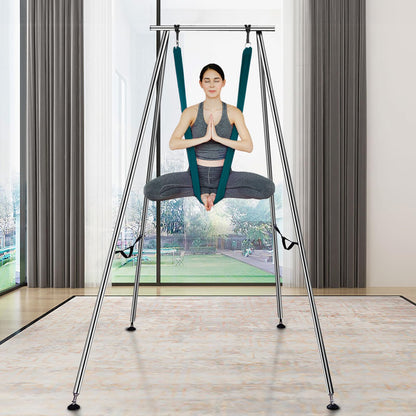 VEVOR Yoga Swing Stand & Hammock, 9.67 ft Tall, Professional Aerial Yoga Setup with 6.6 Yards Swing, Supports Up to 551.15 lbs, Ideal for Both Indoor and Outdoor Use, Green