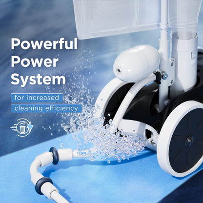 MAKHOON Upgrade Pool Pressure Side Sweeper with Feed Hose – Professional Pool Cleaner for Efficient Swimming Pool Cleaning, Stable 4-Wheel Structure Design