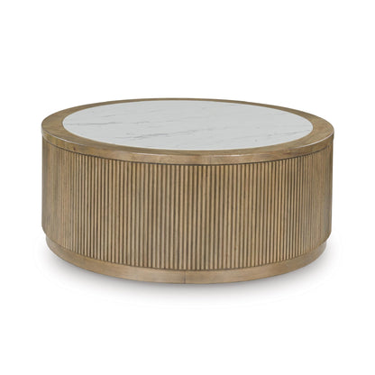 Signature Design by Ashley Camdill Contemporary Coffee Table with Wheel, Heat and Scratch Resistant, Light Brown & White