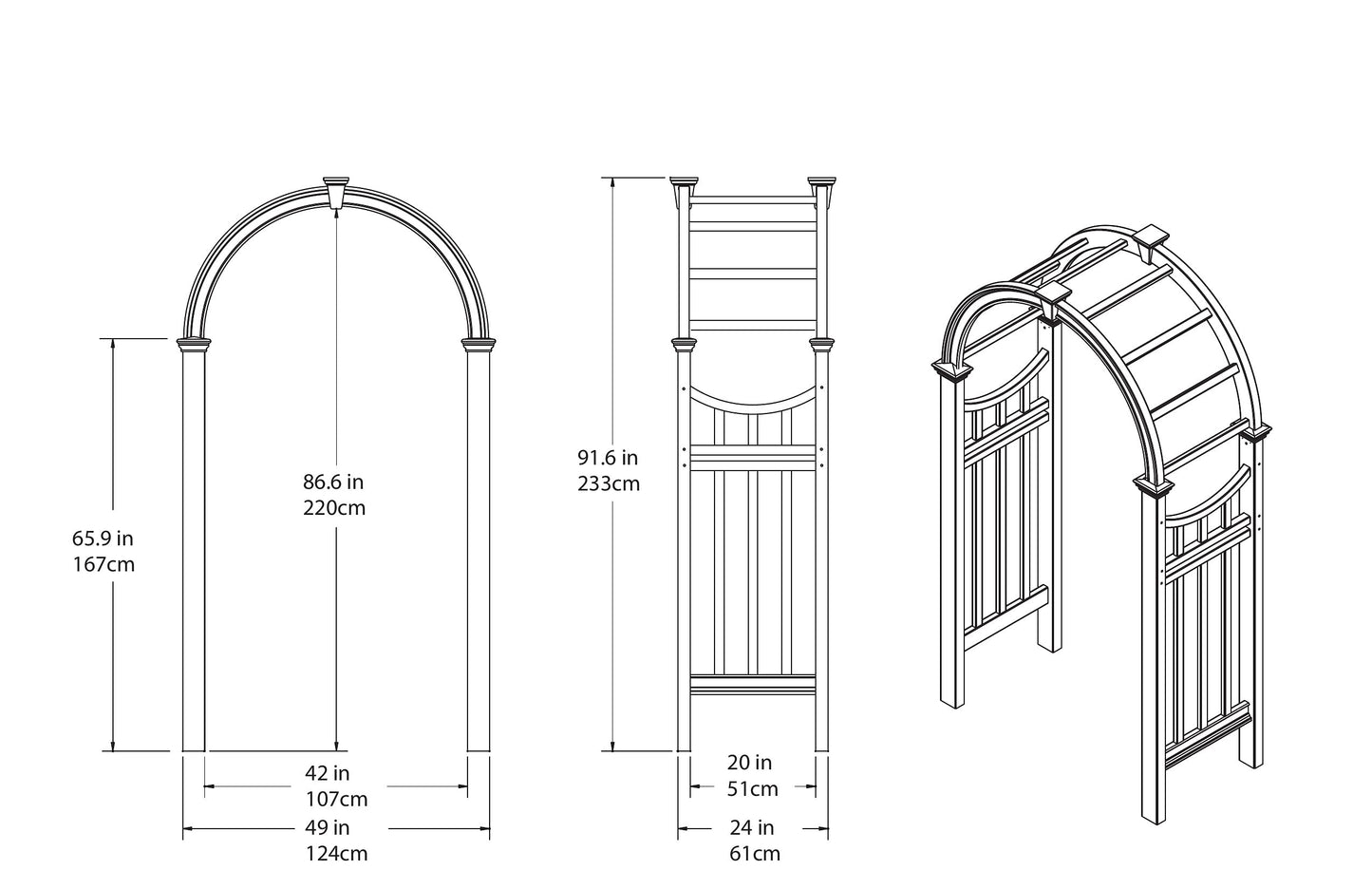 Vienna 49"W x 91"H Vinyl Arbor