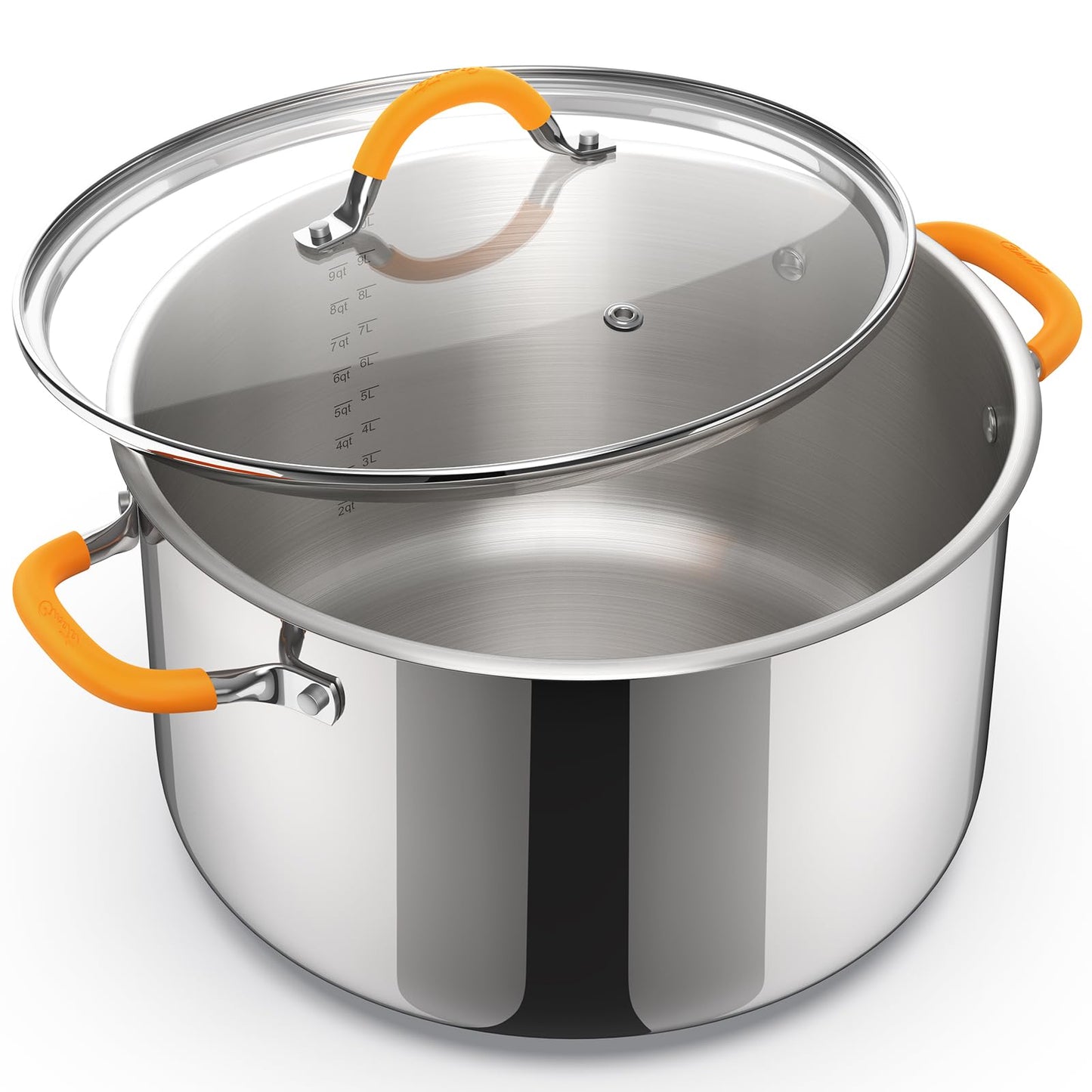 Ciwete Stainless Steel Stock Pot, 11 Quart Soup Pot with Lid, Heavy-Duty Thick Bottom Induction Cooking Pot for Pasta, Stew & Simmering, Fast Heating, Compatible with All Cooktops, Dishwasher Safe