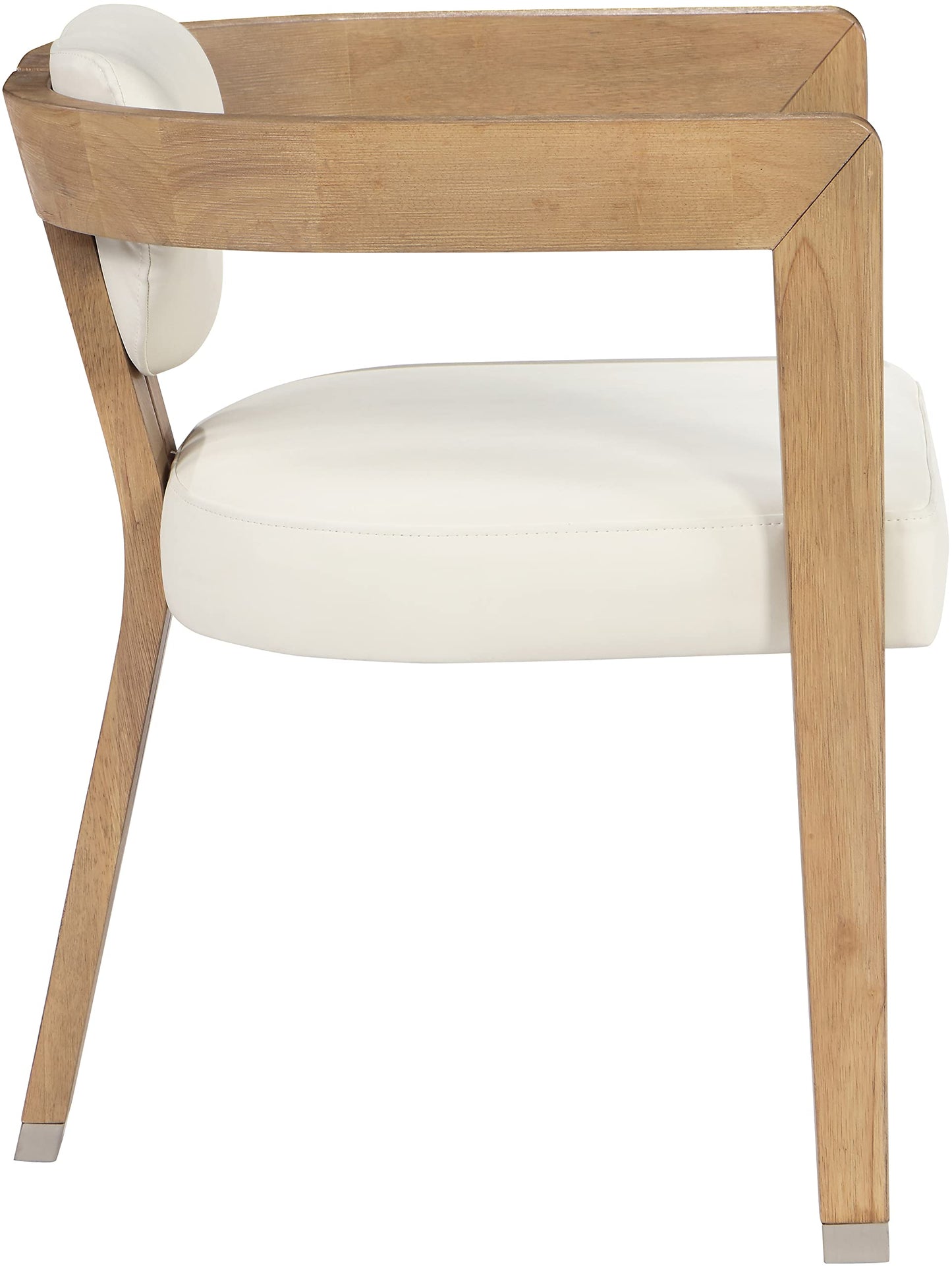 Meridian Furniture 564Cream-C Carlyle Collection Modern | Contemporary Dining Chair, Solid Wood Brushed Natural Finish, Soft Cream Vegan Leather, Brushed Chrome Accents, 24" W x 23.5" D x 29" H, Cream