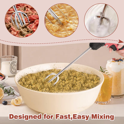 Hand Mixer Beaters used with Standard Hand Drill,Meat Chopper,Hamburger Chopper,Potato Masher,304 Stainless Steel Meat Whisk for Stirring Eggs,Chocolate,Butter,Patties and Cream