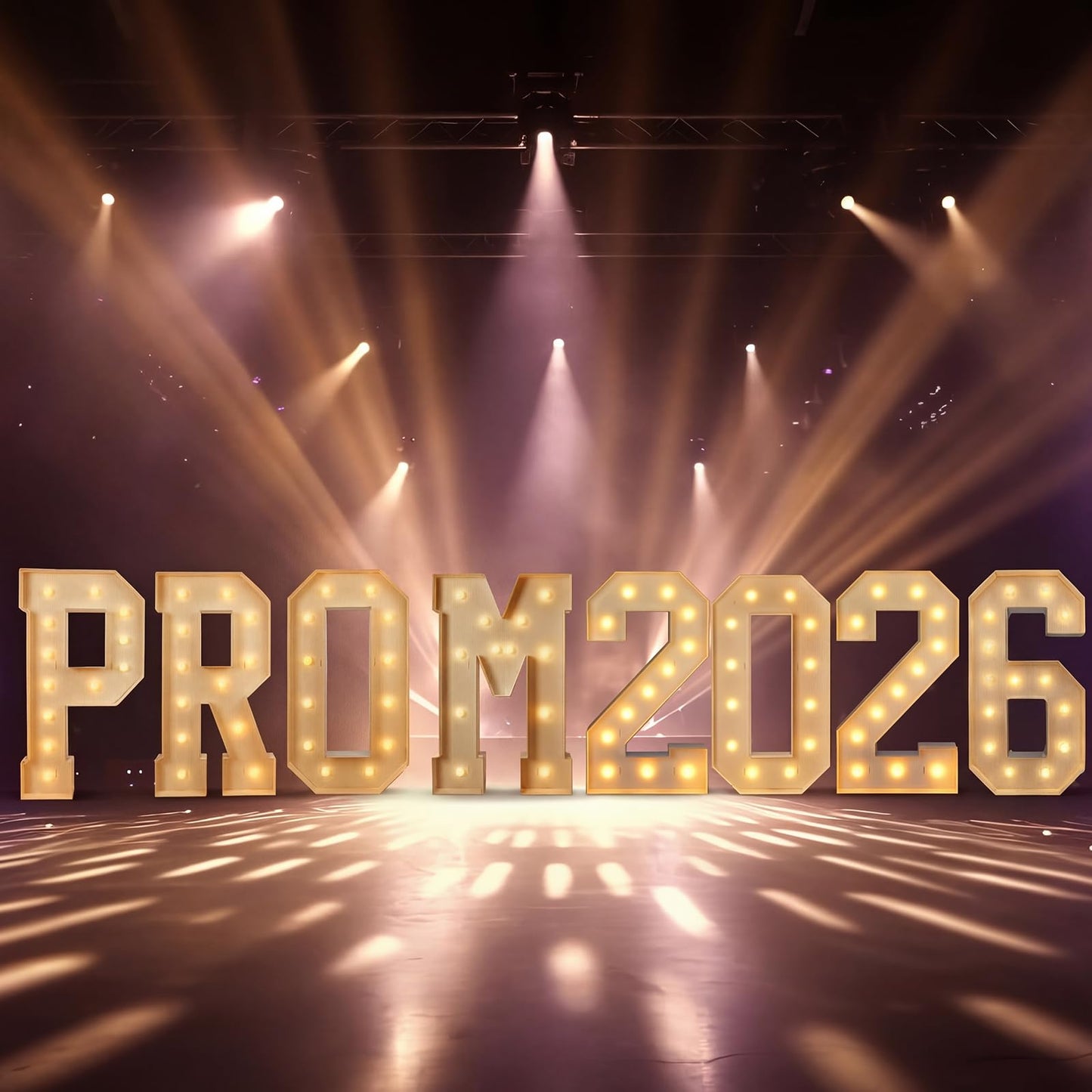 Aurelema 8 Pcs 4 ft Prom Grad 2026 Marquee Light Letters Numbers Class of 2026 Large Sign LED Number Letter with String Lights for High School College Graduation Decorations Party(Prom 2026)