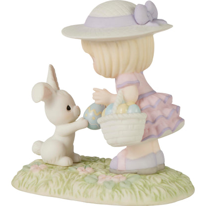 Precious Moments Easter Figurine | I Find You Egg-straordinary Bisque Porcelain Figurine | Little Girl with Bunny | Easter Gift | Hand-Painted