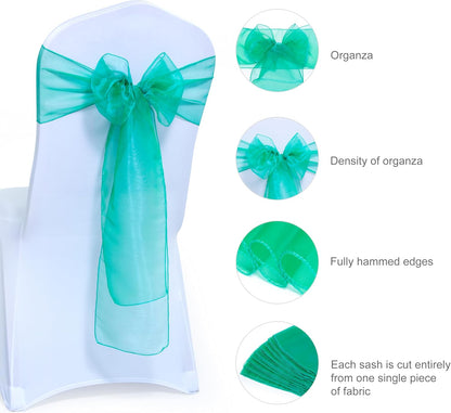 Pack 50 MDS of PCS Organza Chair Sashes Wider Dining Chair Bows Ribbon Tie Back for Wedding Party Birthday Bridal