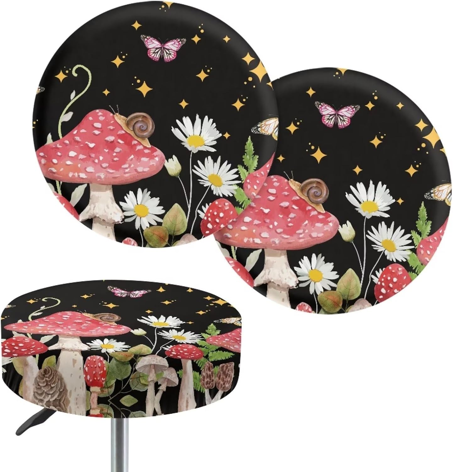 Pack 8 13 15" Kuiaobaty Round Chair Cover of pcs Bar Stool Cover Elastic Comfy Round Seat Cover Vanity Chairs Cover