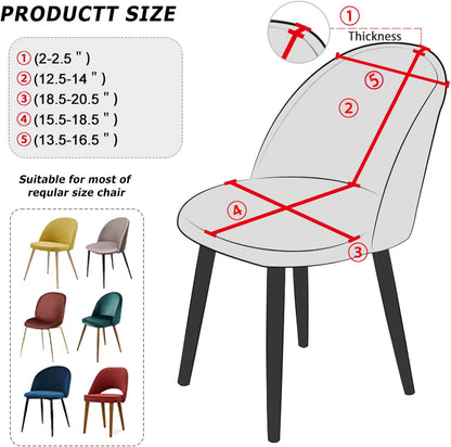 Leorate Dining Chair Cover Velvet Upholstered Side Dining Chair Cover Slipcover Curved Back Mid Century Modern Accent