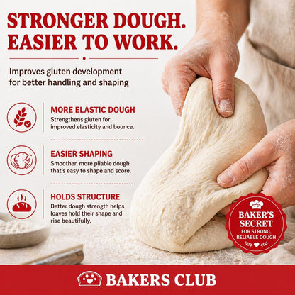 Bakers Club Artisan Dough Conditioner – Bread Improver & Baking Enhancer for Better Texture, Volume & Shelf Life – Sourdough, Pizza Crust, Bagels, Muffins, Cakes, Cookies & Pies Enhances Any Flour 10oz