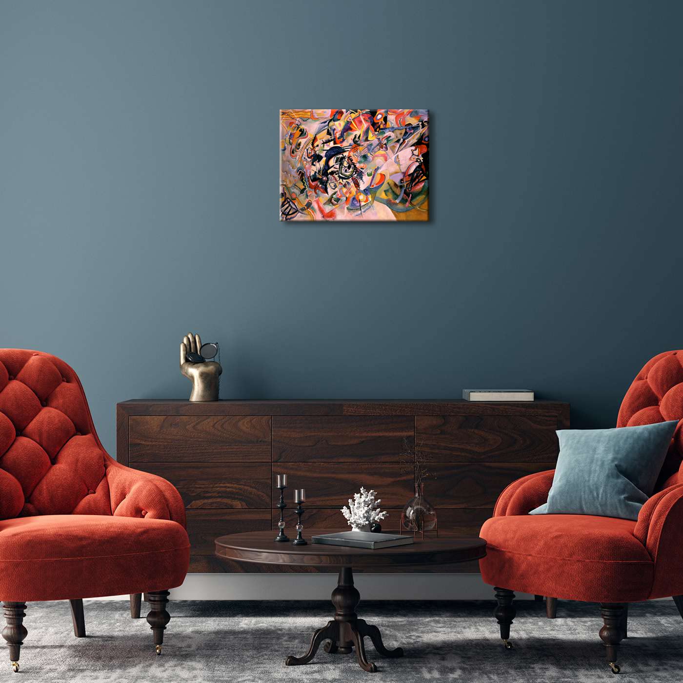 Wieco Art Framed Canvas Wall Art Composition VII, 1913 by Wassily Kandinsky Classic Abstract Famous Paintings Reproductions Canvas Wall Art for Home Decoration