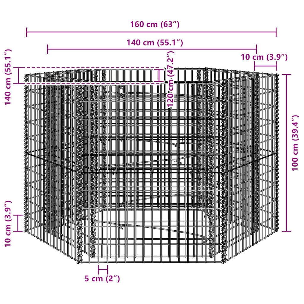 hliofuir Hexagonal Galvanized Steel Raised Garden Bed 63"x55.1"x39.4" Large Outdoor Planter Box Silver Metal Raised Flower Bed for Backyard Patio Courtyard