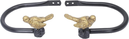 Meriville Set of 2 Decorative Bird Window Curtain Holdbacks for Draperies, Renaissance Gold