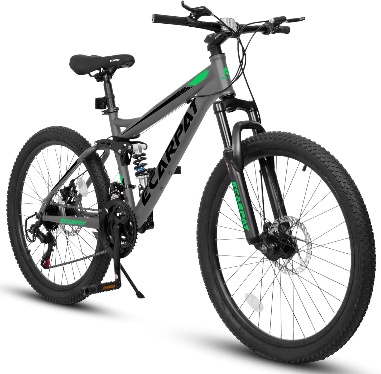 KIAPALNO 27.5 Inch Mountain Bike, Dual Full Suspension 21 Speed Womens Mens Mountain Bikes, Commuter Bike with Carbon Steel Frame and Dual Disc Brakes