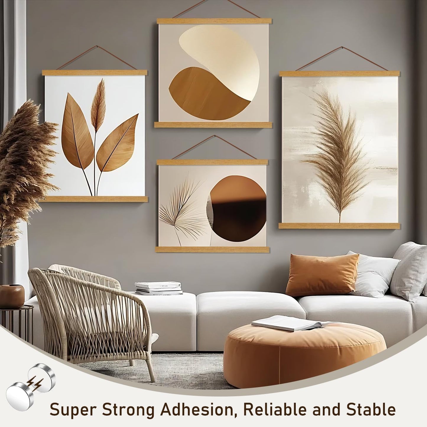 Artmag Magnetic Poster Hanger Frame - Light Wood Design for 24x36, 24x32, 24x18 Canvas Prints | Teak Wood Finish
