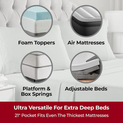 Mellanni Extra Deep California King Sheets - Hotel Luxury, Ultra Soft & Cooling Bedding | Spa Mint, 4 PC Set