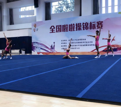 Premium Indoor Gymnastics Track Exercise Mat with Grippy Gym Carpet Top - Sturdy Foam Wrestling Mat for MMA, Cheerleading, and Fitness - Roll Out Design for Easy Setup