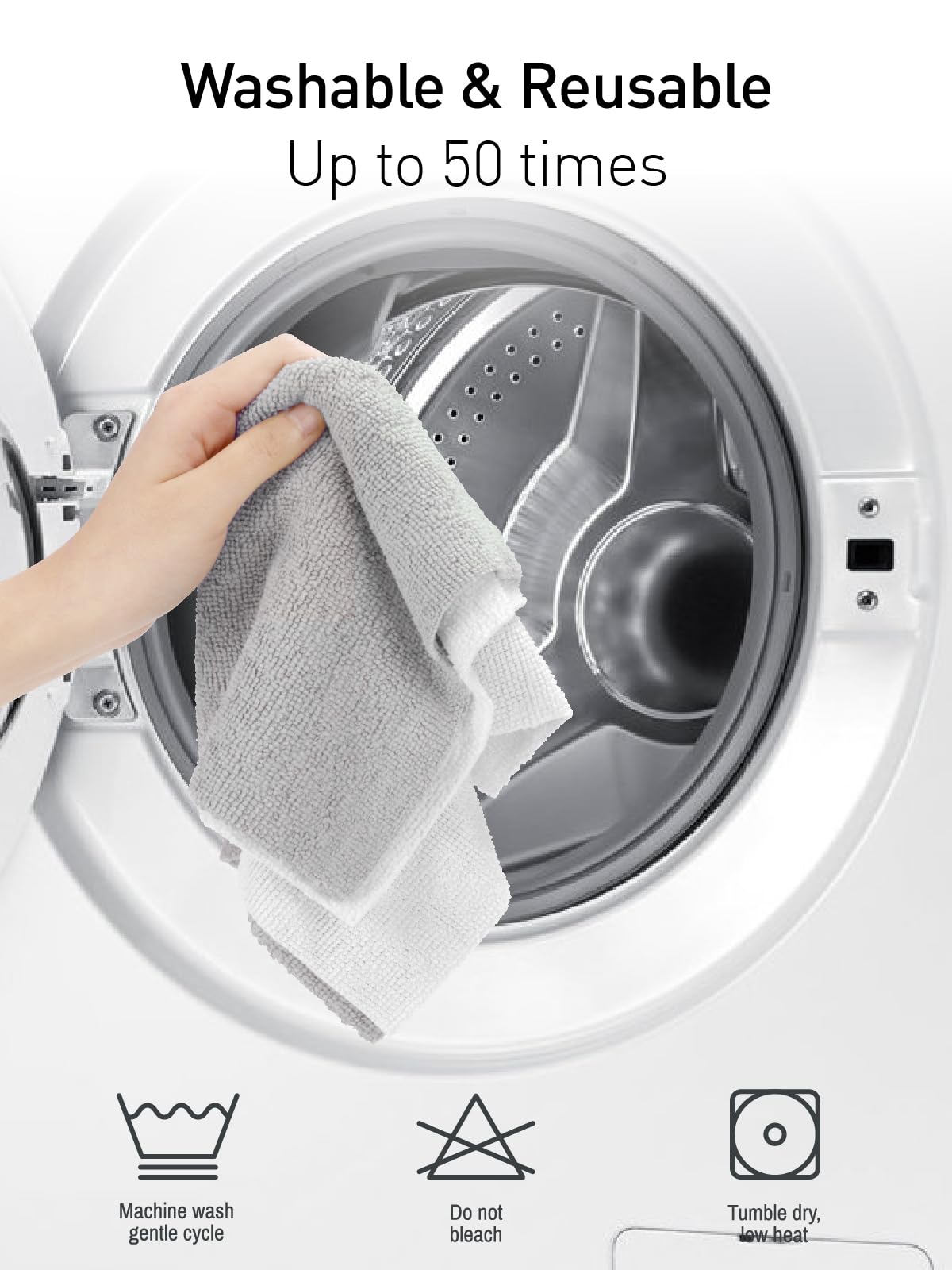 Fantasticlean Microfiber Cleaning Cloth Roll -75 Pack, Tear Away Microfiber Towels, 12" x 12", Reusable, Washable, Scratch Free, Ultra Absorbent Dishcloth for All-Around Cleaning Supplies (Grey)