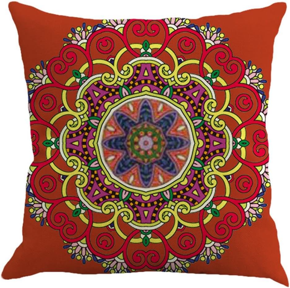 Set 4 18 18 Jartinle of Retro Red Floral Mandala Compass Medallion Bohemian Pillow Covers Boho Decor Hippie Ethnic