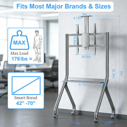 JYXOIHUB Smart Board Stand for 42"– 75" Interactive Smart Whiteboard, Height Adjustable Mobile Portable Stand with Four Lockable Wheels for Classroom Home Office Business Studio