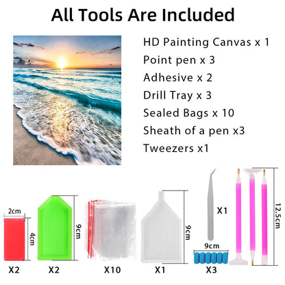 DKHDBD Diamond Painting Kits for Adults, 12x16 Inch DIY Paint by Numbers for Adults Beginner, DIY Full Drill Diamond Dots Paintings Picture Arts Craft for Home Wall Art Decor (Seaside)