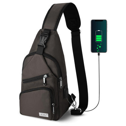 AMJ Crossbody Sling Bag Men Women, Casual Shoulder Backpack, Chest Daypack Satchel for Hiking Travel