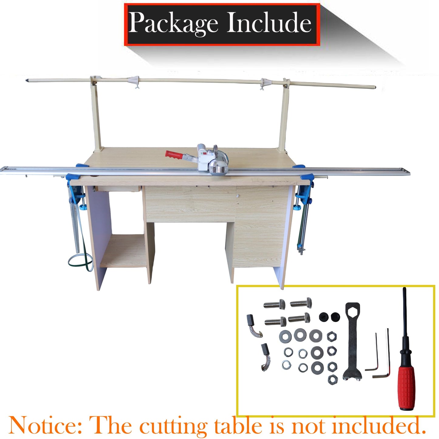 HQHAOTWU Cloth Cutting Machine High Speed Fabric Cutting Machine Cloth Cutter Fabric End Cutter with 86" Rack & Digital Counter for Clothing, Textiles, Leather 220V