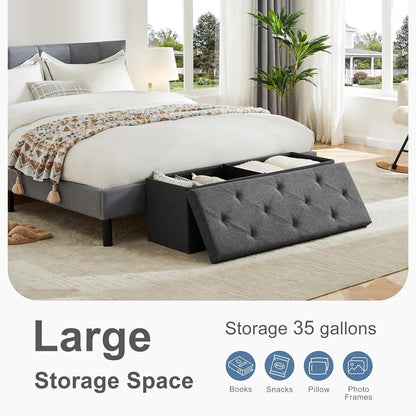 43in 660lbs, DUMOS Storage Ottoman Bench, Storage Chest, End of Bed Foot Rest Stool with Padded Seat, Bedroom Bench
