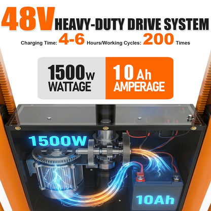 1100 Lbs Electric Manual Pallet Stacker, 63" Lift Height 1500W Powered Walkie Stacker with 48V 10Ah Battery, Manual Hand Forklift Pallet Truck for Warehouse, Logistics, Workshop