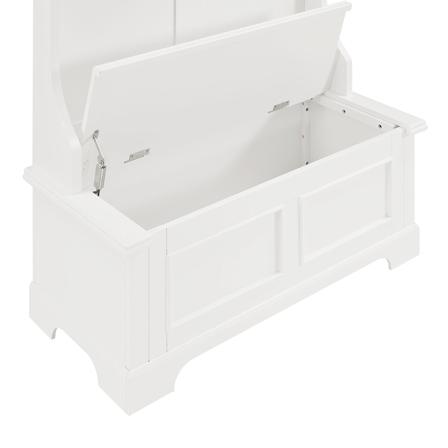 Crosley Furniture Campbell Hall Tree with Storage Bench and Coat Rack Hooks for Hanging, White