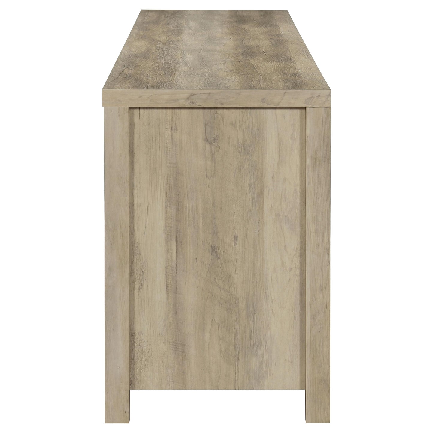 Coaster Home Furnishings - Madra - Engineered Wood - 79-Inch 2-Door TV Stand with Sliding Barn Doors, Open Shelves - Living Room - Distressed Pine - 736263