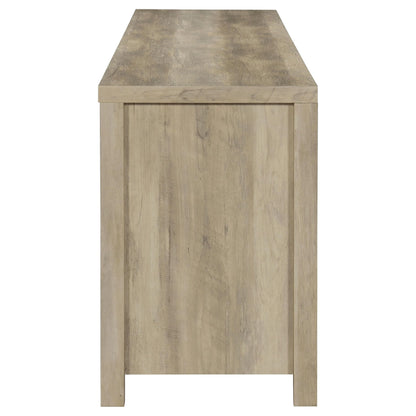 Coaster Home Furnishings - Madra - Engineered Wood - 79-Inch 2-Door TV Stand with Sliding Barn Doors, Open Shelves - Living Room - Distressed Pine - 736263