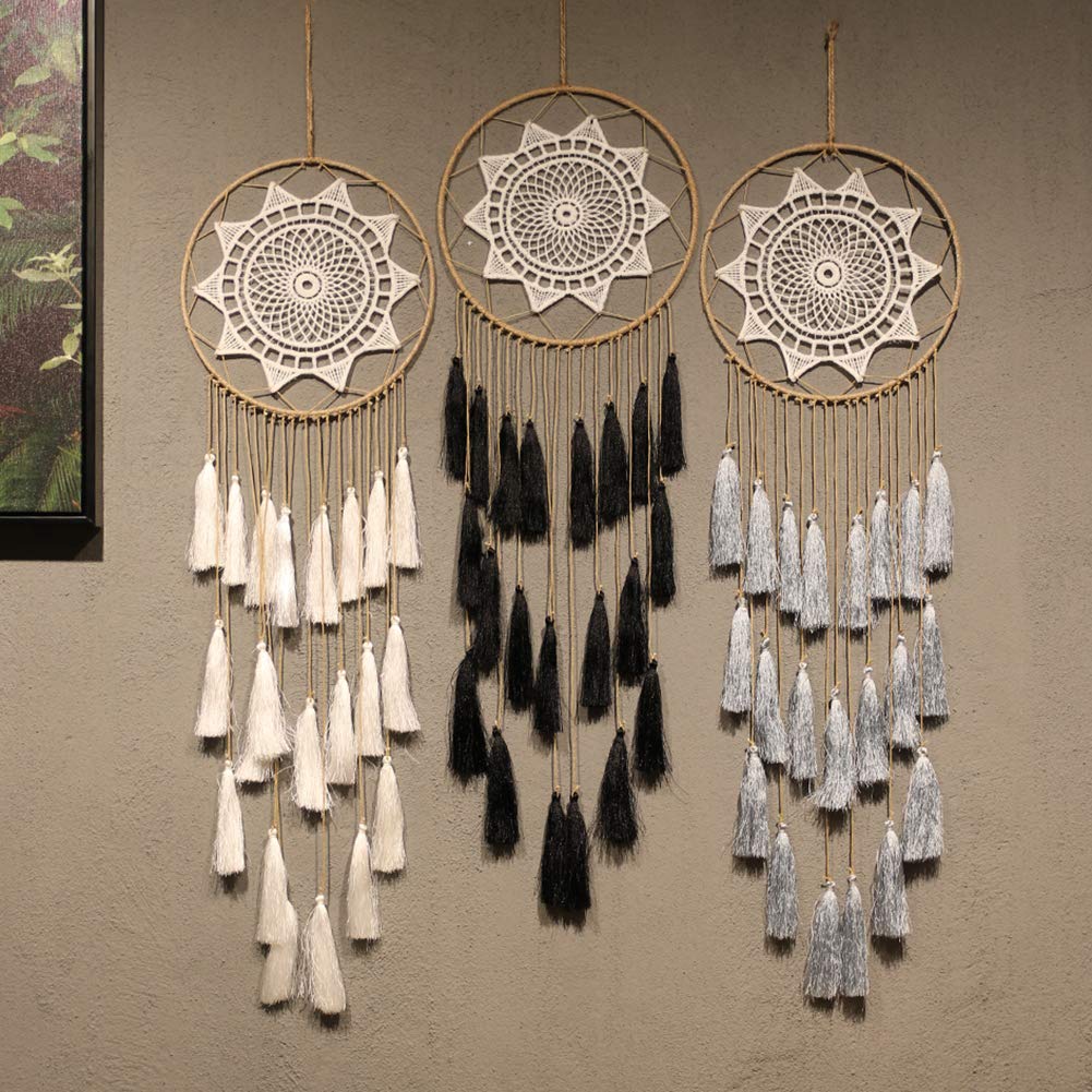 Artilady Macrame Dream Catchers for Bedroom - Tassel Wall Hanging Handmade Dreamcatchers Home Decor with Tassel Feather Ornament Craft Blessing Gift