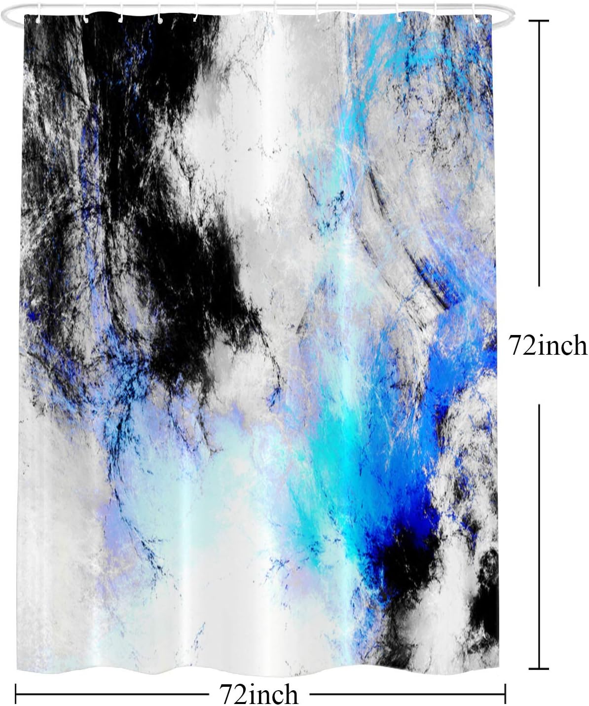 Shrahala 72x72 Inch Abstract Grey and White Shower Curtain, Waterproof Fractal Designs for Bathroom with Grommets
