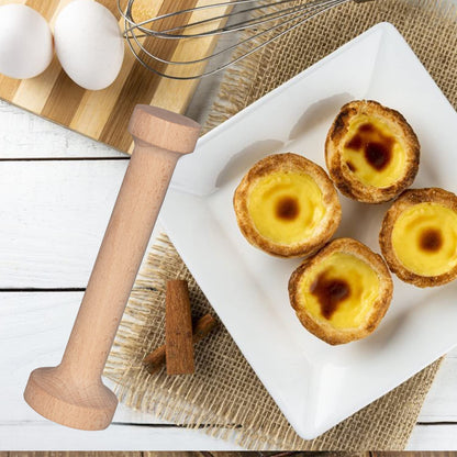 Dupiulk Wooden Tart Tamper Set, Double Side Pie Pastry Dough Tamper, Egg Tart Pan Mold DIY Cake Pastry Baking Tool for Mini Egg Tart, Cheesecakes, Pasta and Dessert Baking (3 Pieces)