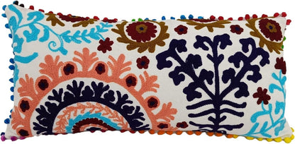 Trade Star 100% Cotton Pillow Cover, Embroidered Modern Elegant Lumbar Decorative Pillow Case