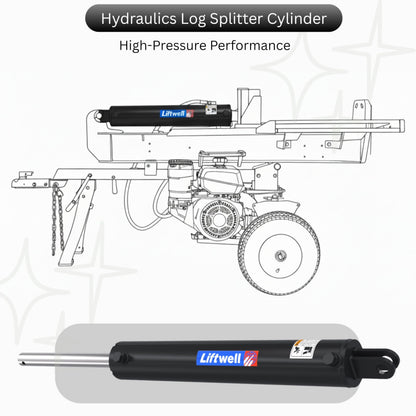 4x24 Hydraulic Log Splitter Cylinder – 4" Bore x 1.75" Rod x 24" Stroke with 1/2" NPT Ports, Welded Double Acting Hydraulic Cylinder for Wood Splitters – Heavy-Duty Log Splitter Cylinder 4x24