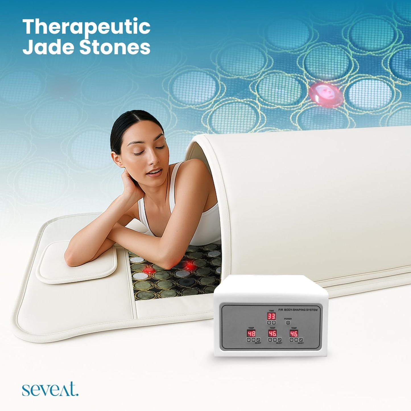 Seveat Portable Infrared Sauna Dome | 1300W Power | Near-Zero EMF | Full-Body Dry Sauna with Therapeutic Jade Stones | Home Wellness & Relaxation (White)