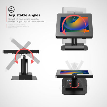CTA Digital Integrated USB 3.0 Hub Desk Mount with Universal Security Enclosure for iPad 11 (A16) - Pro 11-inch M4 - Air 11-inch M3- iPad 10th Gen - Galaxy Tab & More Tablets - Black - (PAD-QRUSBKB)