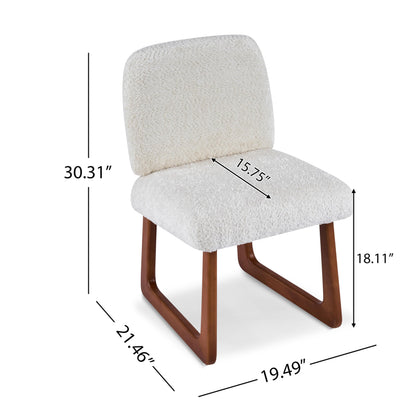 Christopher Knight Home Valora Boucle Upholstered Dining Chairs Set of 2, Modern Dining Chair with Sled Base, Wooden Armless Kitchen Chairs with Solid Back, Extra Seat for Dining Room, Beige + Brown