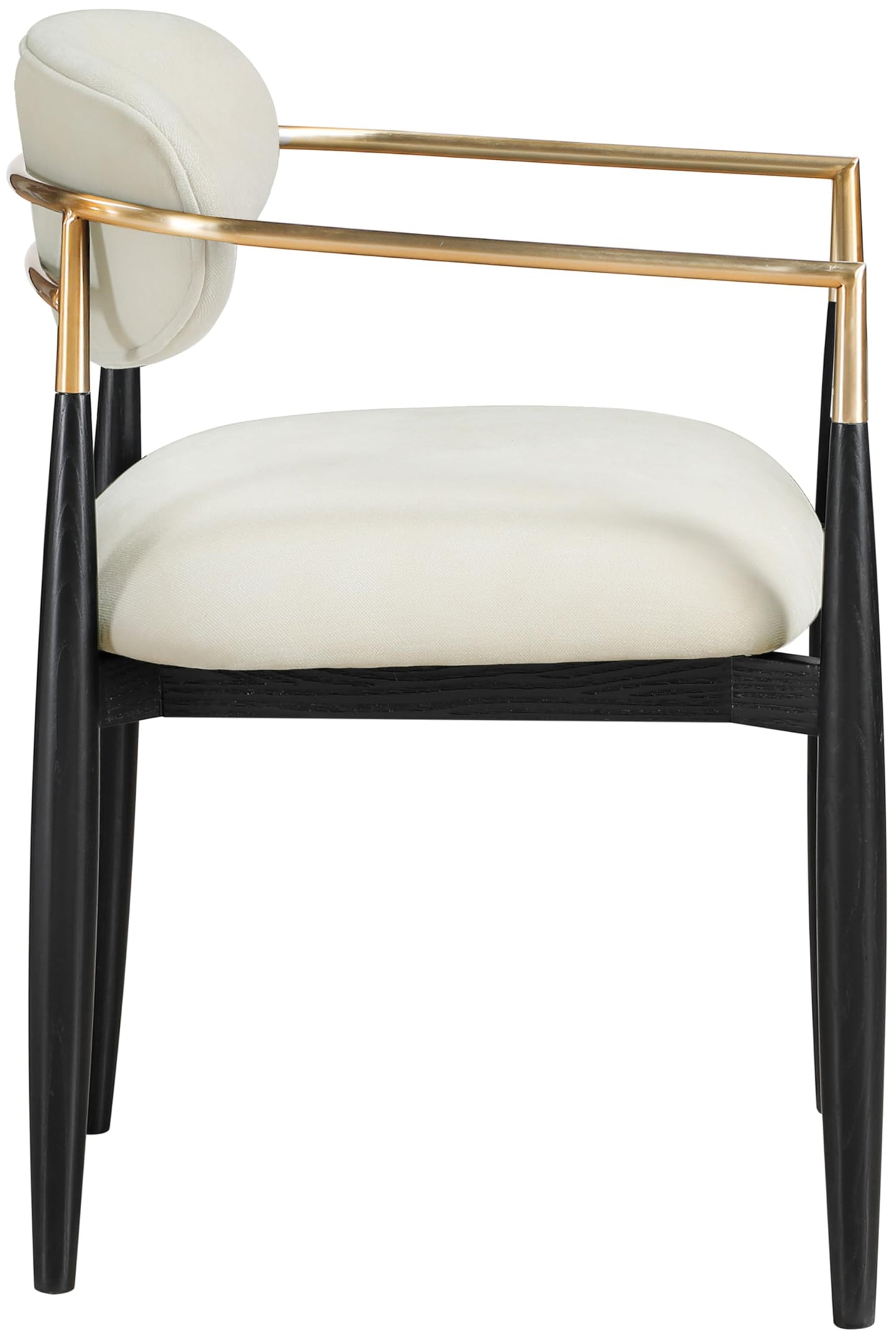 Meridian Furniture 11022Beige-AC Riccio Collection Modern | Contemporary Dining Arm Chair with Beige Performance Polyester, Ash Wood, Iron, 21.5" W x 21.5" D x 29.5" H, Beige, Set of 2