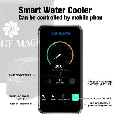 Plunge Magic M3 Smart Cold Plunge Chiller for Ice Baths 1/3HP | Precise Temperature Control | Mobile App Control | Quick 5-Minute Setup | Energy-Efficient | Boost Recovery, Sleep, & Fat Loss
