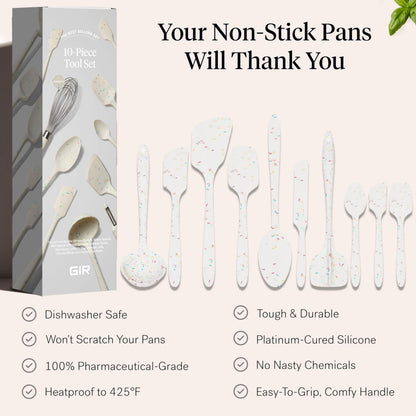 GIR: Get It Right 10-Piece Silicone Ultimate Kitchen Utensil Set – Spatulas, Ladle, Flip, Spoons, Whisk, Peeler & Spoonula – Nonstick, Non-Toxic, Heat-Resistant – Sprinkles