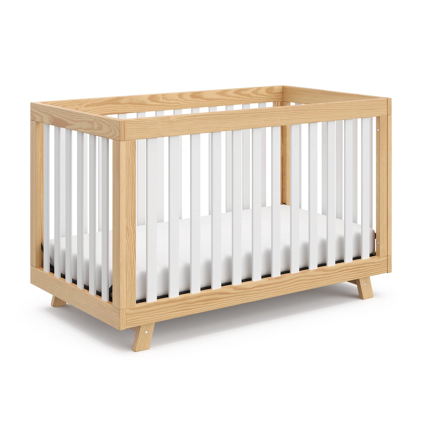 Storkcraft Beckett 3-in-1 Convertible Crib – GREENGUARD Gold Certified, Fits Standard Crib Mattress, Converts to Toddler Bed and Daybed, 4 Mattress Heights, Grow-with-Me Design (Natural and White)