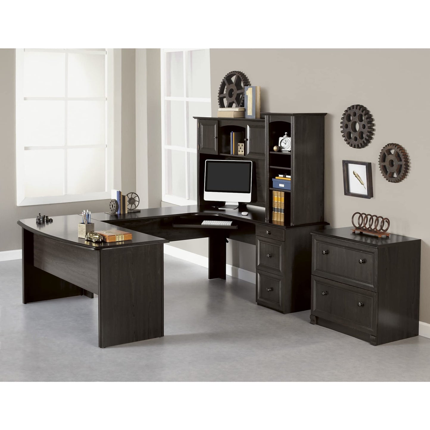 Realspace® Broadstreet 29-1/2"W x 19" D Lateral 2-Drawer File Cabinet, Walnut