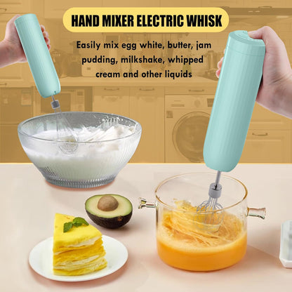 4-in-1 Electric Hand Mixer, Electric Whisk, Mini Onion Chopper 10Oz, Small Cordless Hand Blender, Milk Frother Wand for Coffee, Matcha, 4 Speed Rechargeable Food Processor for Baby Food Maker