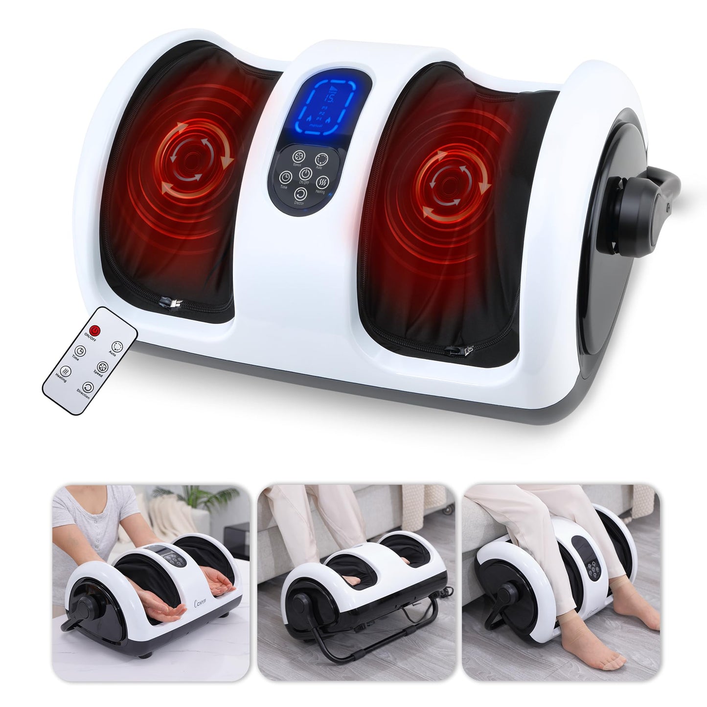 Foot Massager with Heat,Shiatsu Foot Massager for Plantar Fasciitis,Pain Relief and Heat Therapy,Massage Leg/Calf/Ankle with Deep Kneading for Family and Friends(Black)