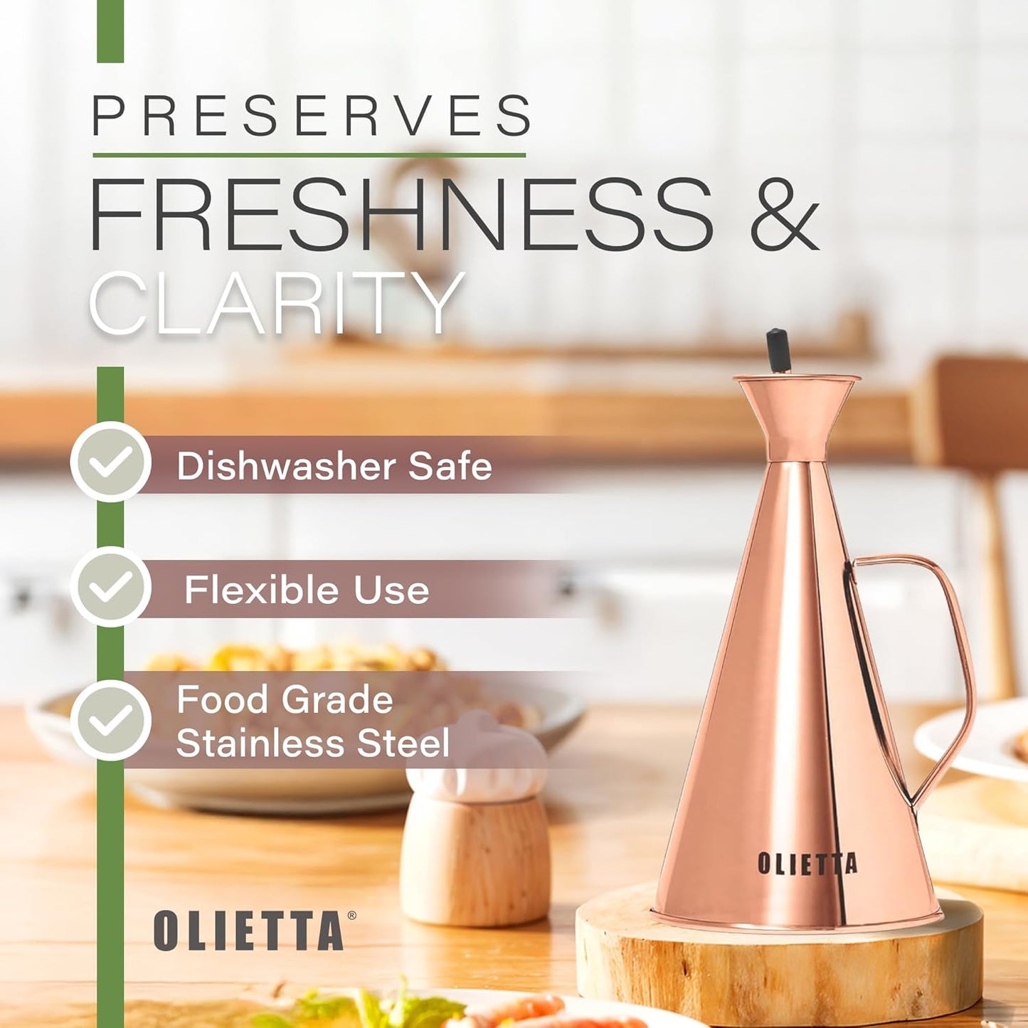 17 oz 500ML 0.5 Olietta Olive Oil Dispenser Bottle Gold Stainless Steel Non Drip Leak Proof No Mess Vinegar Pourer