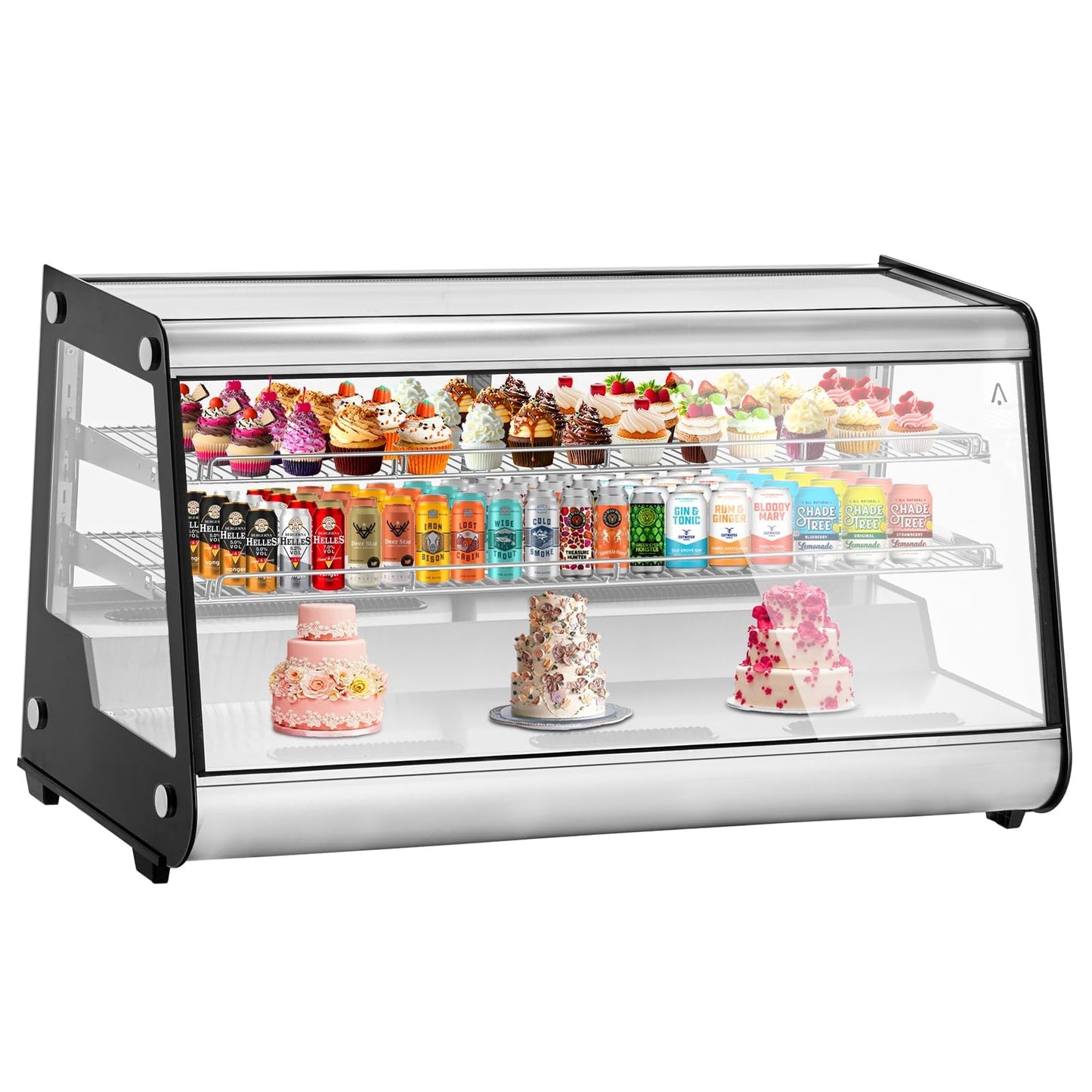 Garvee 8.1 Cu.Ft Commercial Countertop Refrigerator Display Case, Anti-Fog Pastry Dessert Fridge with Double-Layer Tempered Glass, 2 Adjustable Shelves & Digital Temp Control for Bakery, Cafe