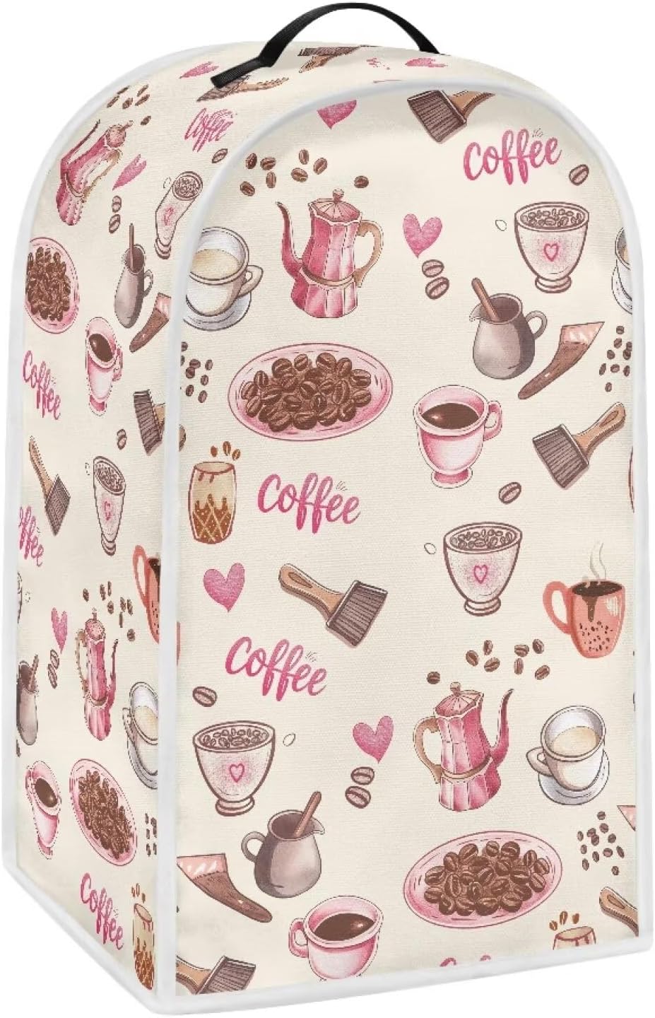 Coffee Pattern Dust Cover for Kitchen Appliances, Compatible with Stand Mixer, Coffee Maker, Juicer, Food Processor