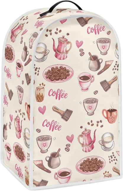 Coffee Pattern Dust Cover for Kitchen Appliances, Compatible with Stand Mixer, Coffee Maker, Juicer, Food Processor